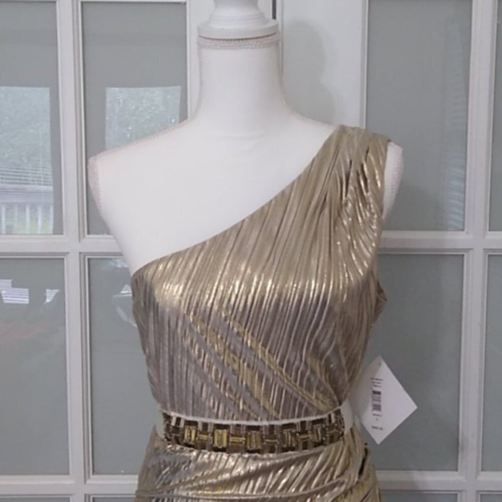 NEW Mark & James Badgley Mischka Metallic Dress - Picture 4 of 16